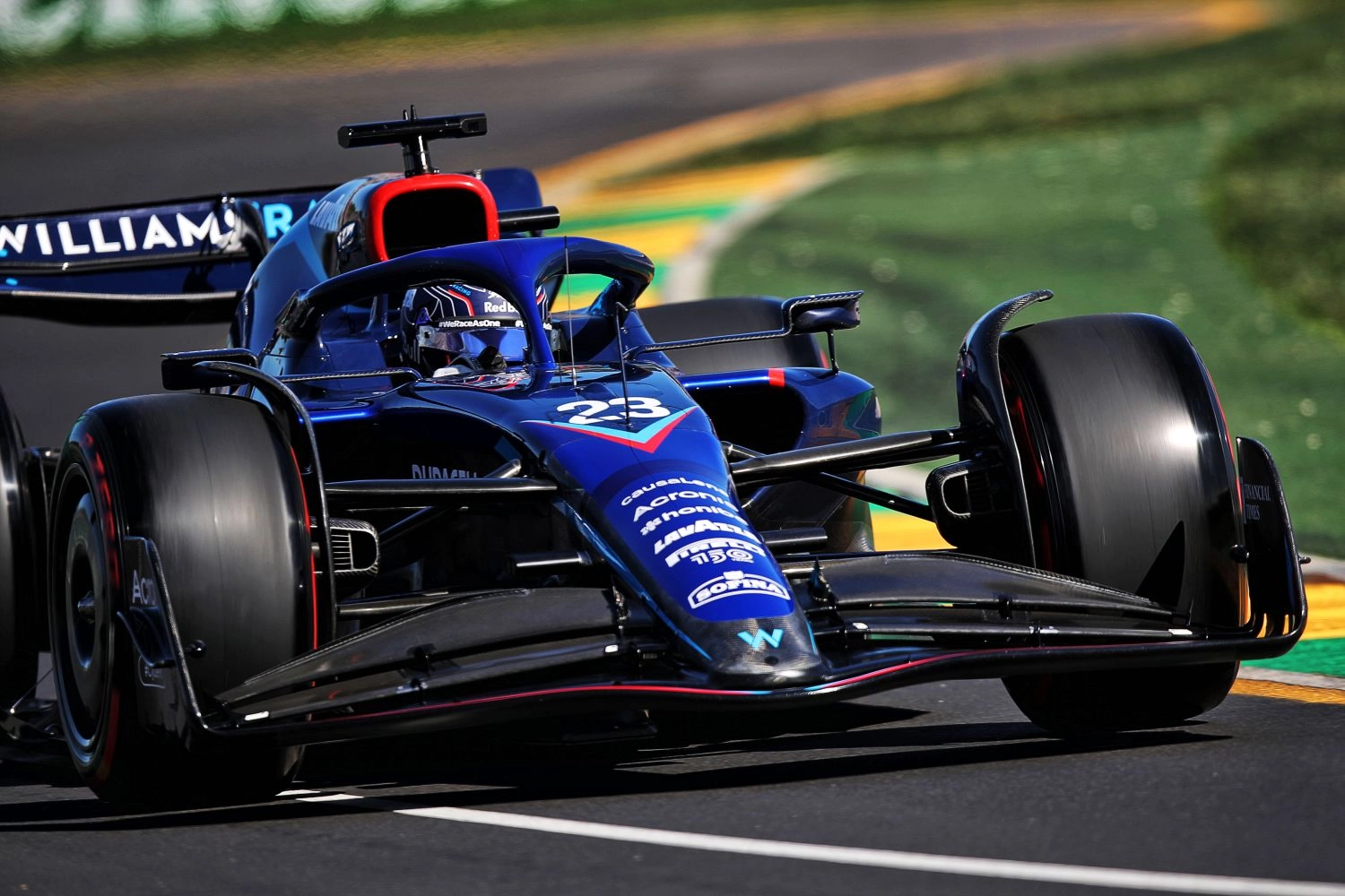 Williams modified its livery in Australia to reduce the weight of the FW44