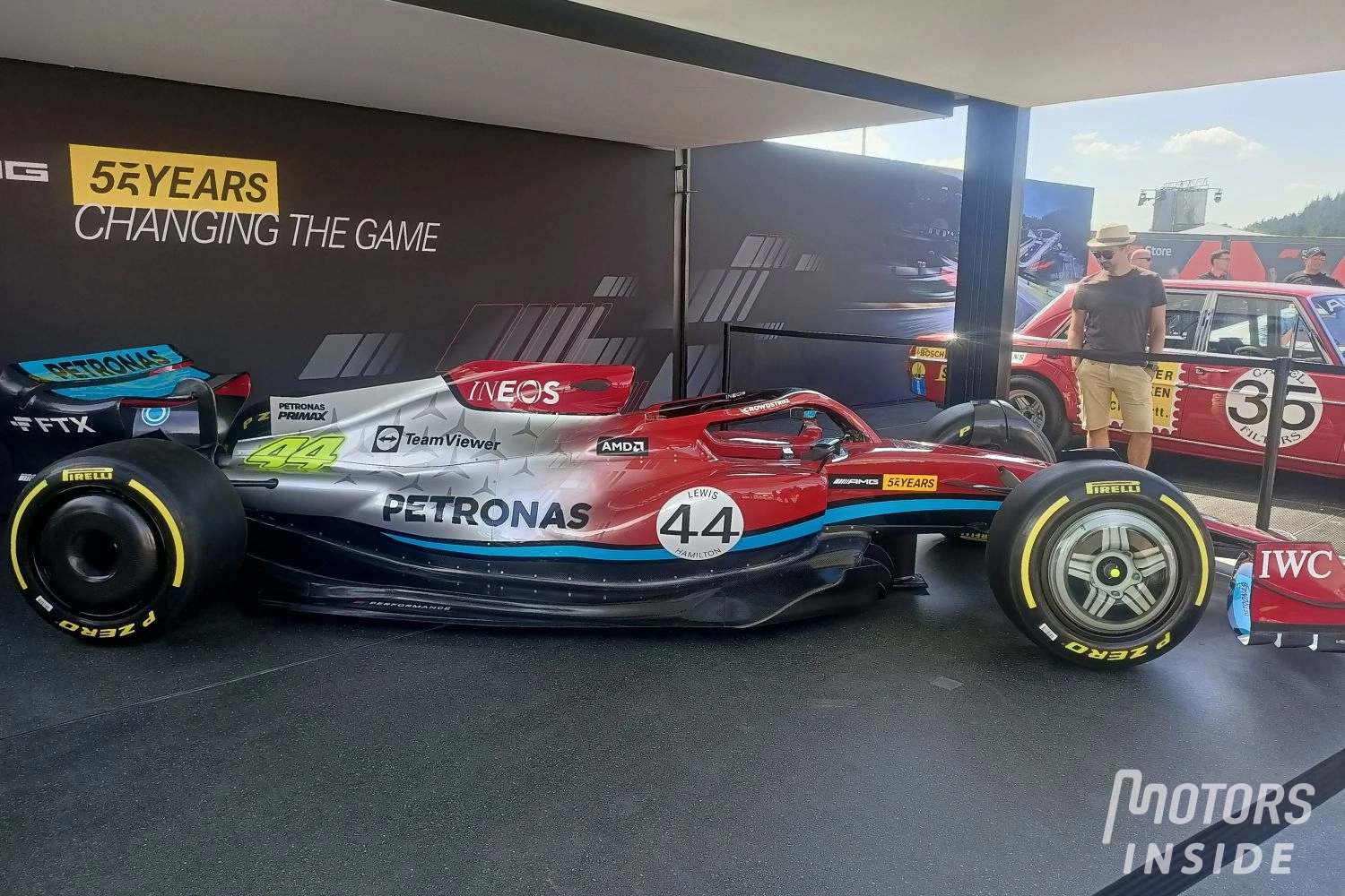 An homage dress for Mercedes in the paddock