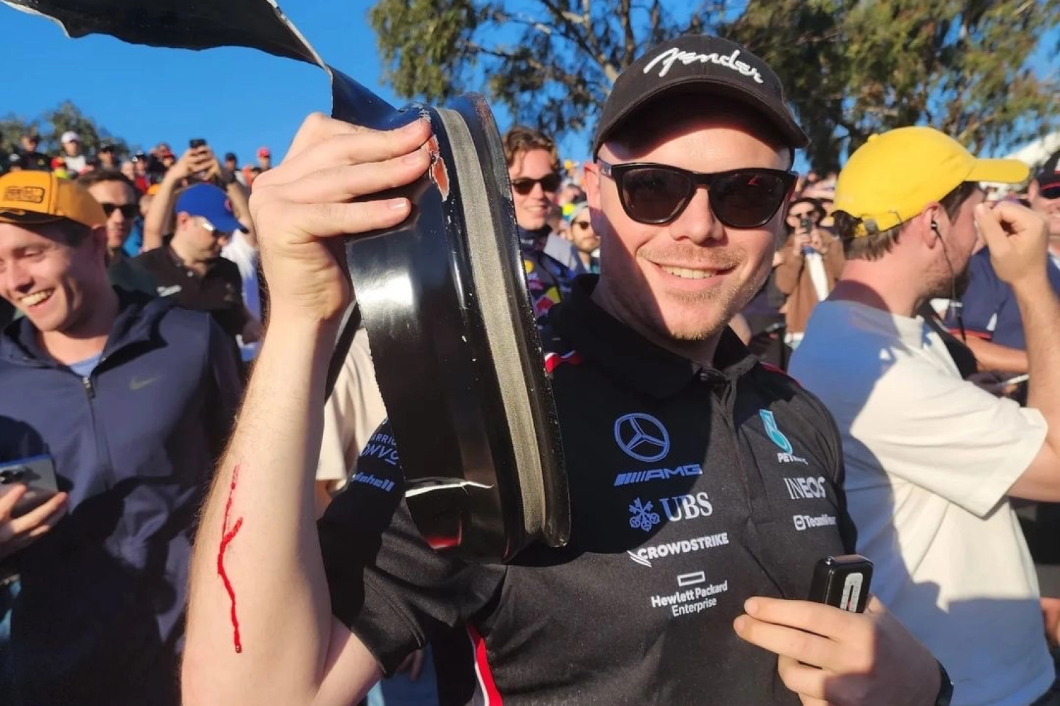 A spectator injured by debris from Kevin Magnussen’s race car