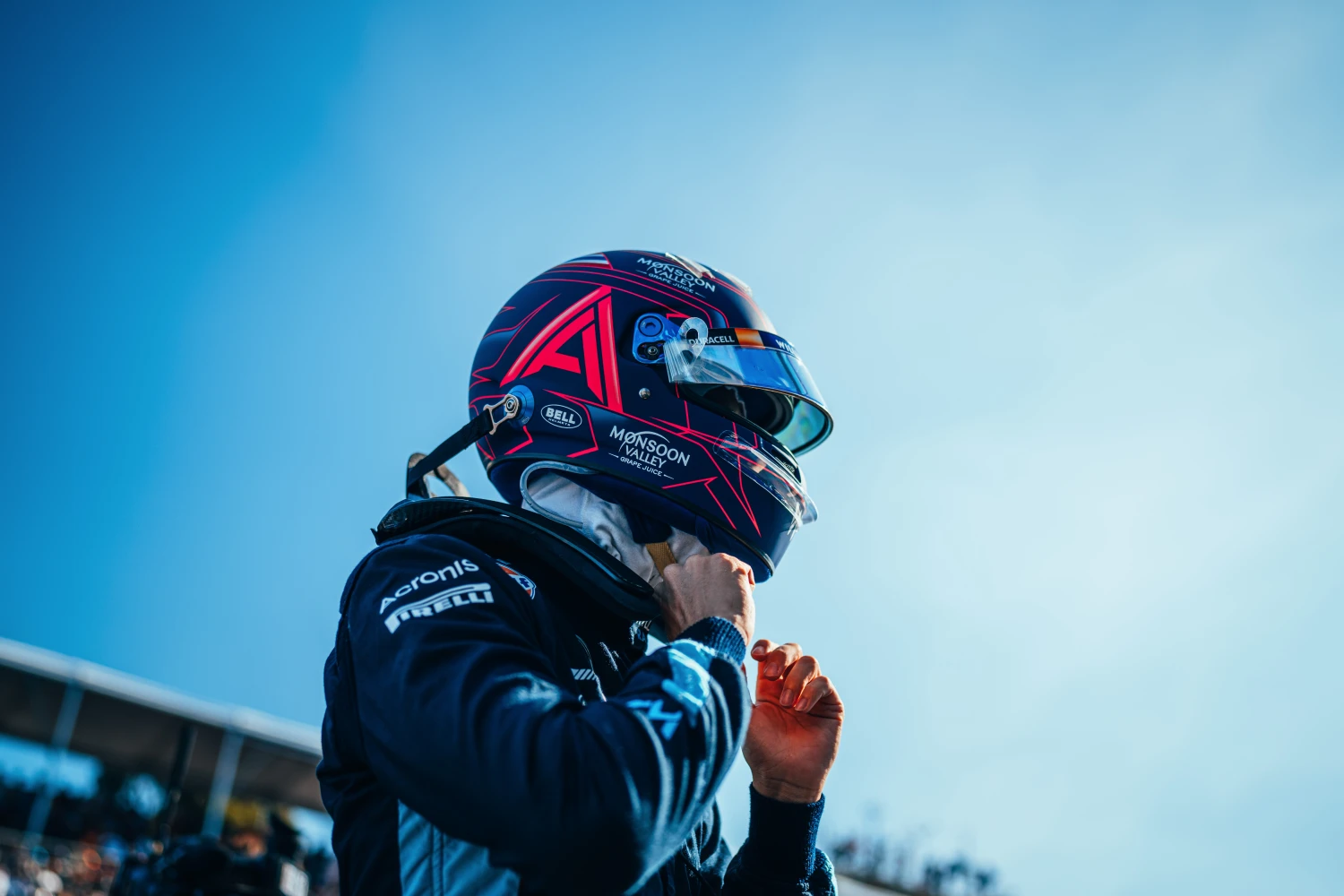 Albon speeding in the pits during the reconnaissance laps