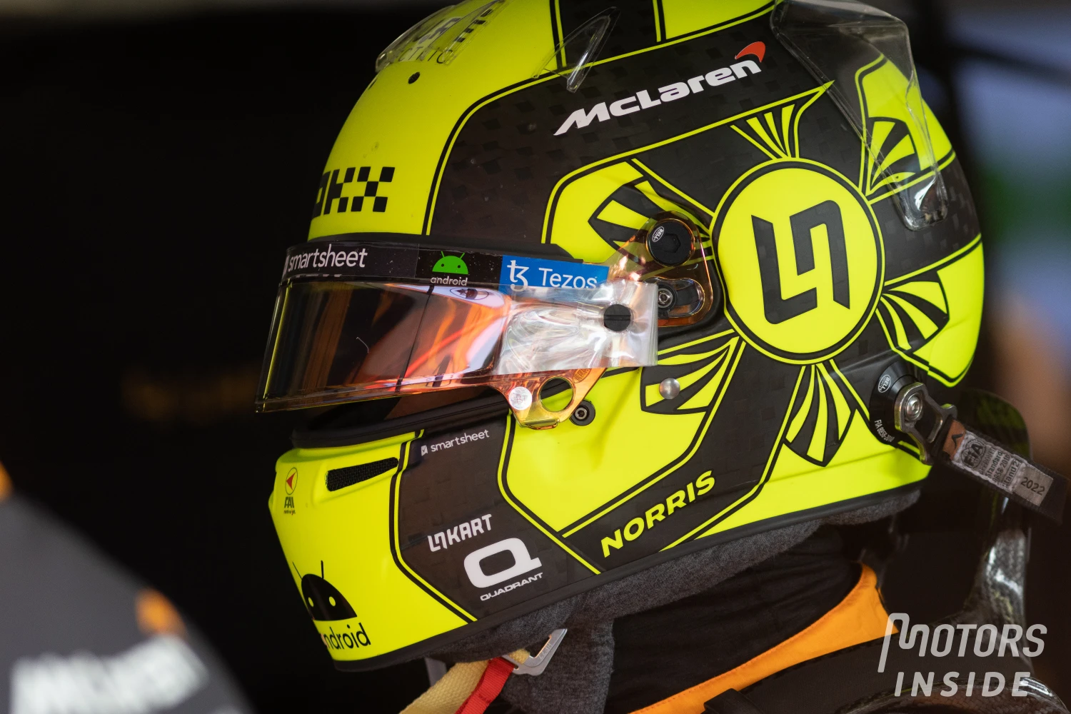 A replica of Lando Norris’ helmet up for auction in support of the cause