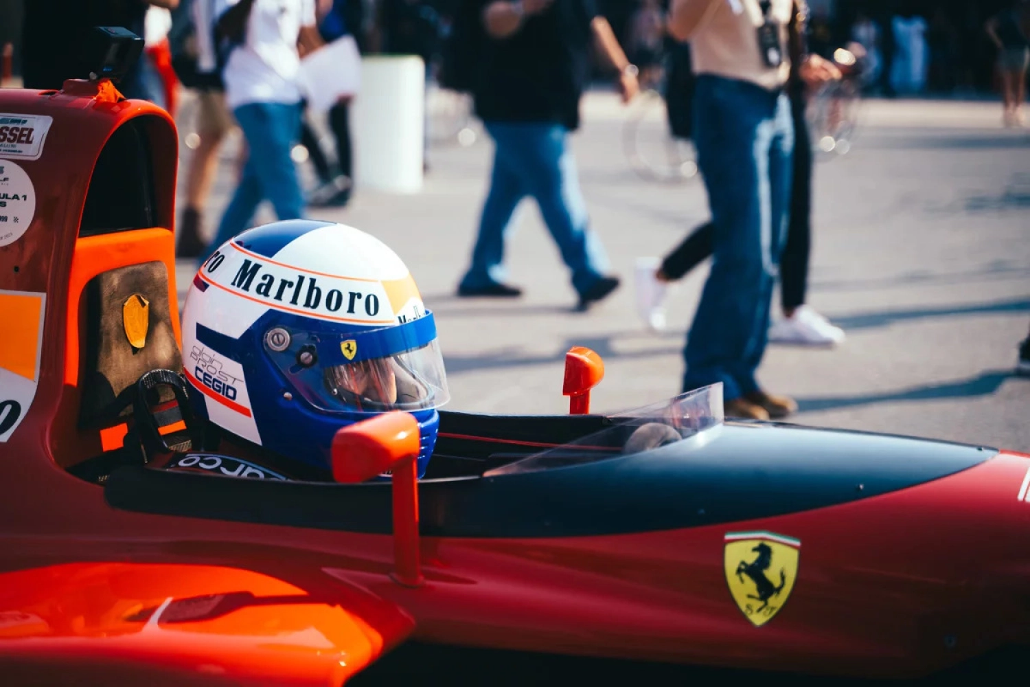 Alain Prost back in his Ferrari 643, 32 years later