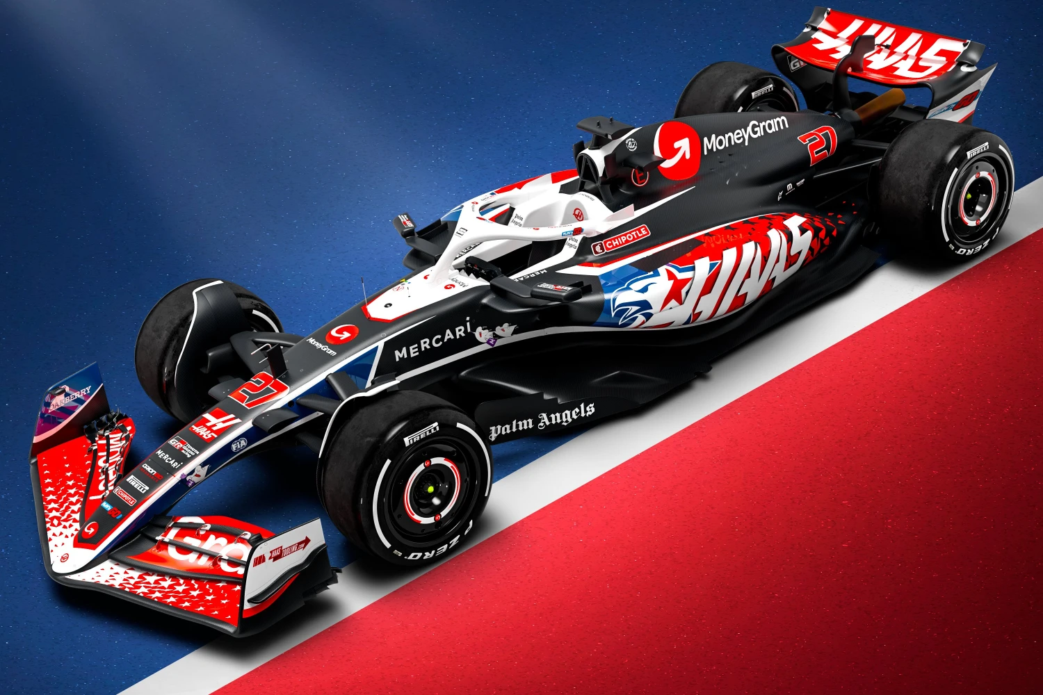 A design in the colors of the country for Haas during the US Grand Prix