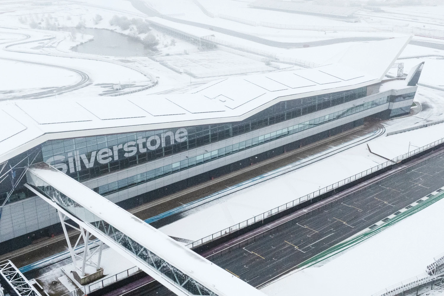 Silverstone F1 circuit under snow