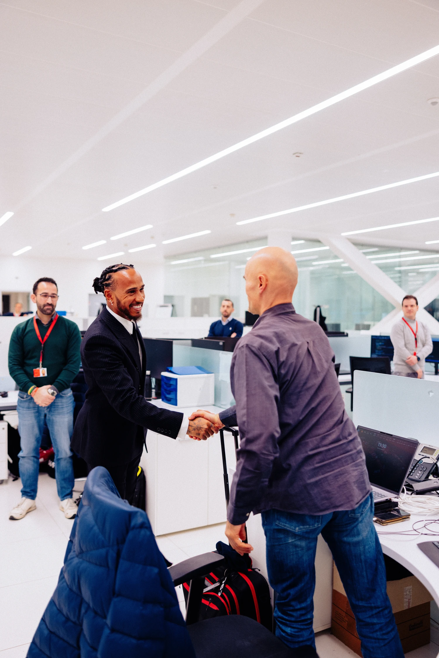 Lewis Hamilton on track with Ferrari at Barcelona this week