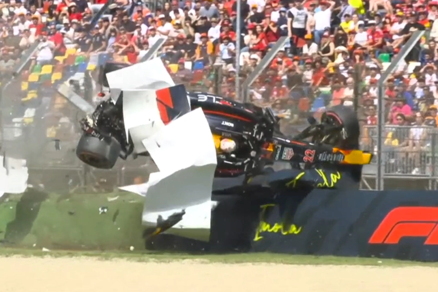Spectacular rollover by Tsunoda during qualifying at Imola