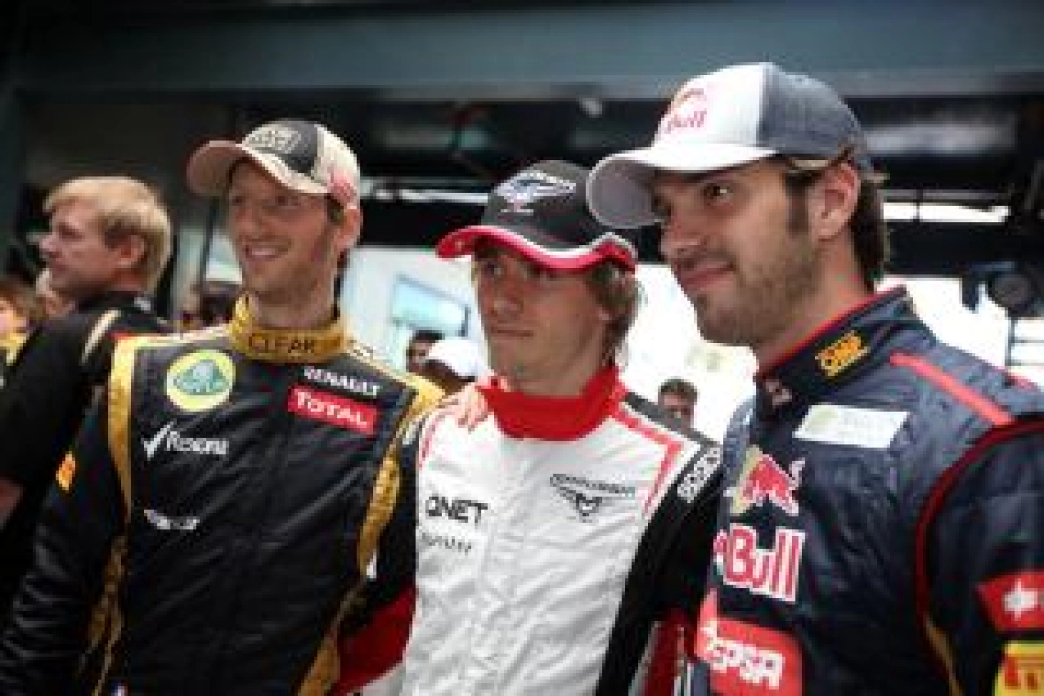 Grosjean félicité par Pic et Vergne pour son podium