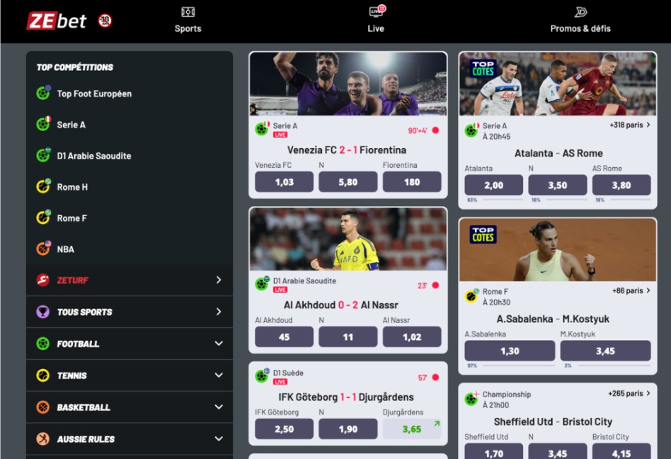 Site paris sportifs - Zebet